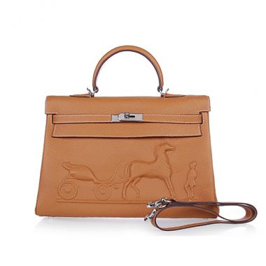 Hermes Kelly 1024 Ladies Cow Leather Coffee Handbag