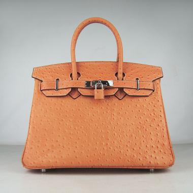 Hermes Birkin 6088 Ladies Ostrich Skin Orange Handbag