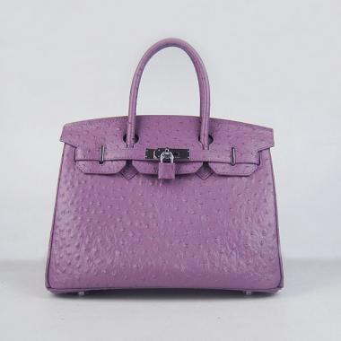 Hermes Birkin 6088 Ostrich Skin Purple Bag