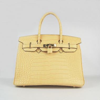 Hermes Birkin 6088 Handbag Crocodile Yellow Replica