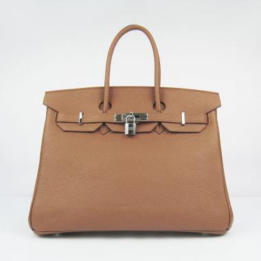 Hermes Original leather 6089A Cow Leather Coffee Handbag