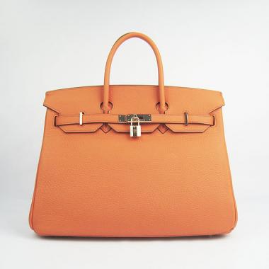 Hermes Original leather 6089A Lambskin Orange Handbag