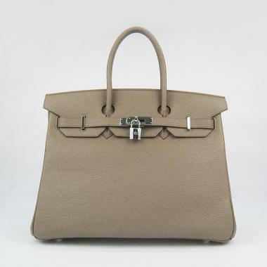 Hermes Original leather 6089A Handbag Cow Leather Grey