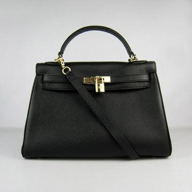 Hermes Kelly 6108 Ladies Cow Leather Black Replica