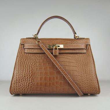 Cheap Hermes Kelly 6108 Crocodile Coffee Replica