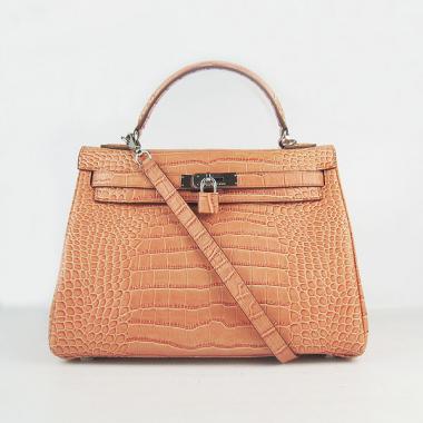 Hermes Kelly 6108 2way Crocodile Orange