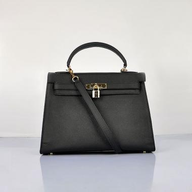 Hermes Original leather 6108 Ladies Black Handbag Replica