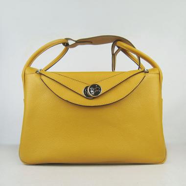 Hermes Lindy 6208 Cross Body Bag Lambskin Yellow