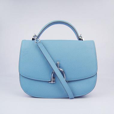 Hermes Stirrup bag 8088 2way Lambskin Blue Replica