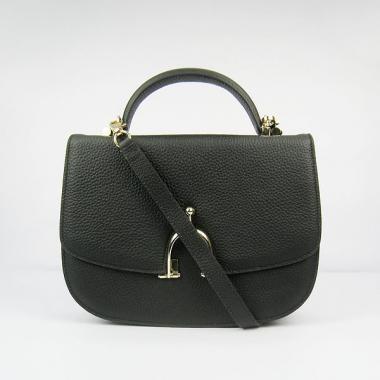 Hermes Stirrup bag 8088 2way Cow Leather Black Replica