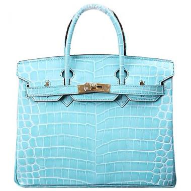 Replica Hermes Birkin 35 Crocodile Leather Lagon 608050