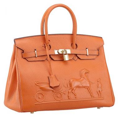 Hermes Birkin Horse Embossed Gold Hardware Tote Orange