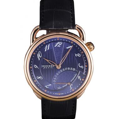 Replica Hermes  Croco Leather Strap Navy Dial 801404