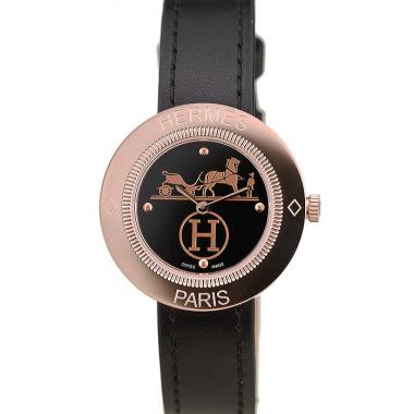 Hermes  MOP Dial Black Leather Strap Replica