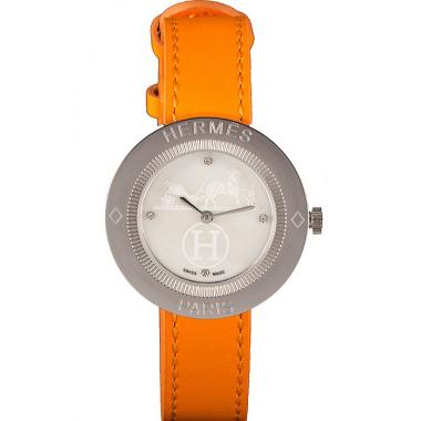 Hermes  MOP Dial Orange Leather Bracelet 801390