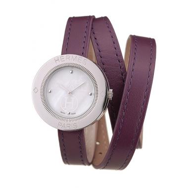 Cheap Hermes  MOP Dial Purple Elongated Leather Strap