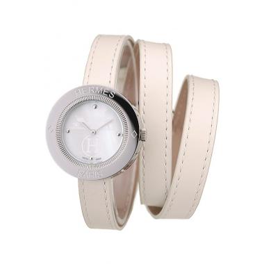 Hermes  MOP Dial White Elongated Leather Strap