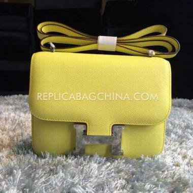 Hermes Constance Genuine Leather Yellow Bag Replica