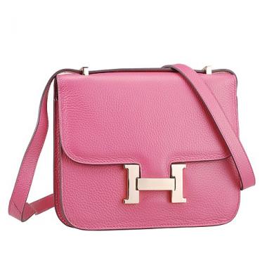 Replica Hermes Constance Pink with Golden Buckle