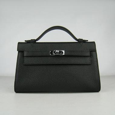 Hermes Clutches H008 Briefcase Cow Leather Black Handbag