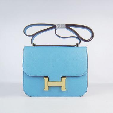 Replica Cheap Hermes Constance H107 Cow Leather Blue Bag