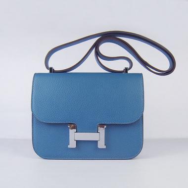 Hermes Constance H107 Cross Body Bag Cow Leather Blue