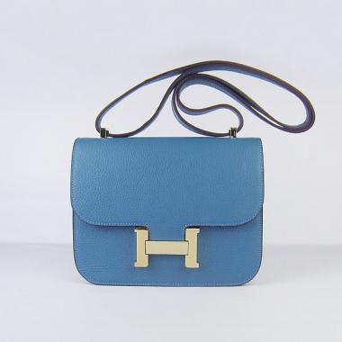 Hermes Constance H107 Cross Body Bag Cow Leather Blue Replica