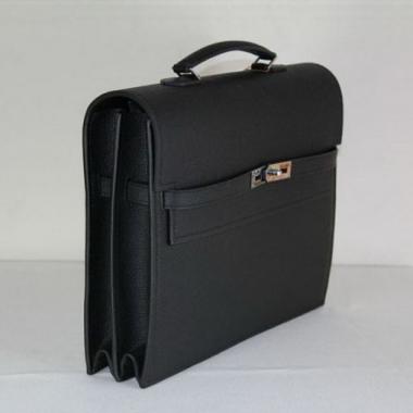 Hermes Briefcases H269 Briefcase Cow Leather Black Bag