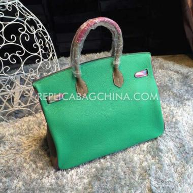 Replica Hermes Handbag Calfskin Green