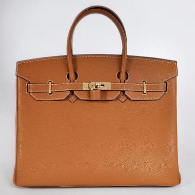 Hermes Original leather HB35 Handbag Cow Leather Coffee