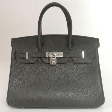 Hermes Original leather HB35 Handbag Snake Leather Black