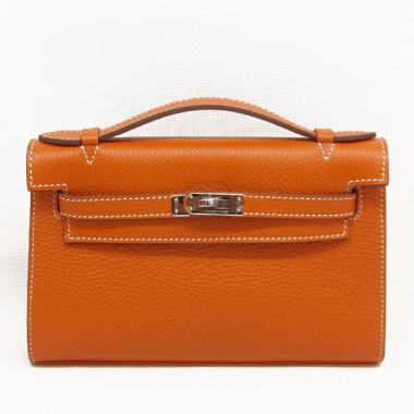 Cheap Hermes Clutches HK22 Briefcase Cow Leather Orange