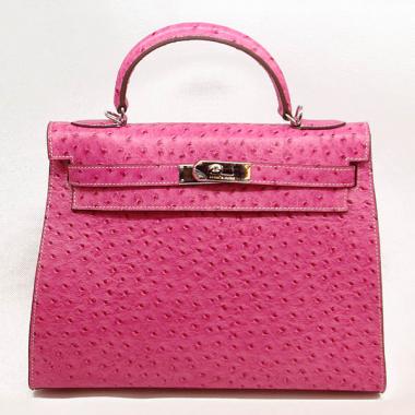 Cheap Hermes Kelly HK32 Ostrich Skin Pink Handbag