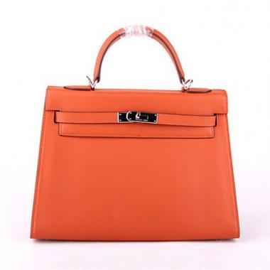 Hermes Original leather HK32 Ladies Handbag Orange