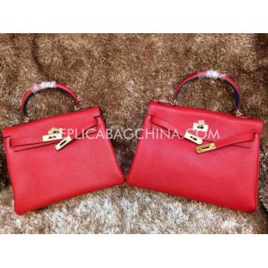 Cheap Hermes Kelly Calfskin Red Bag