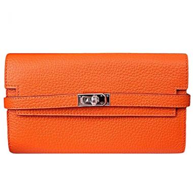 Hermes Kelly Long Wallet Orange 608074