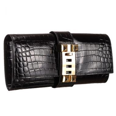 Hermes Medor Crocodile Leather Black Clutch 18926677