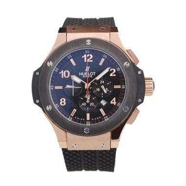 Hublot Big Bang King Black Strap Gold Dial Watch Replica