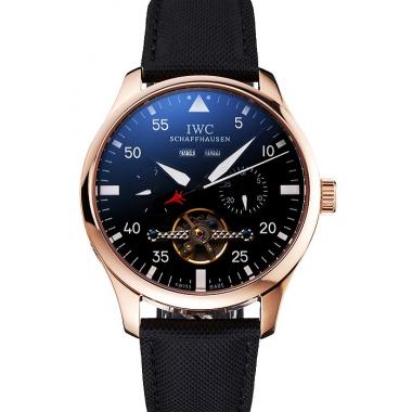 IWC Pilot Perpetual Calendar Black Dial Rose Gold Case Black Textile Strap