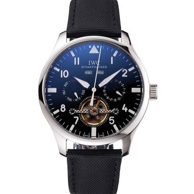 IWC Pilot Tourbillon Black Dial Stainless Steel Case Black Textile Strap