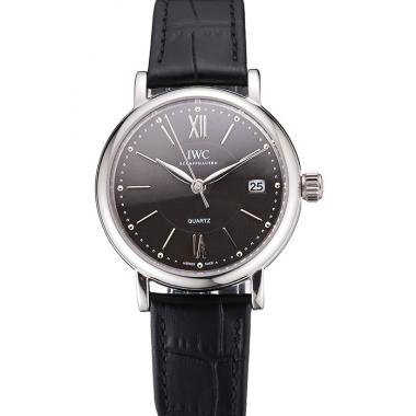 IWC Portofino Dark Gray Dial Stainless Steel Case Black Leather Strap