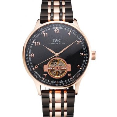 IWC Portugieser Tourbillon Black Dial Rose Gold Numerals Rose3 Gold Case Two Tone Black Rose Gold Bracelet