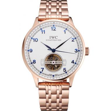 IWC Portugieser Tourbillon White Dial Blue Numerals Rose Gold Case And Bracelet