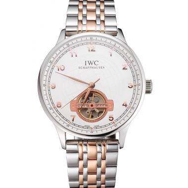 IWC Portugieser Tourbillon White Dial Stainless Steel Case Two Tone Steel Rose Gold Bracelet