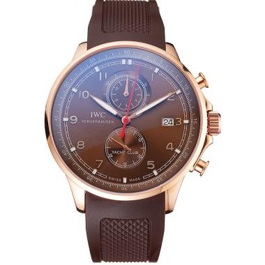 Replica IWC Portugieser Yacht Club Brown Dial Rose Gold Case Brown Rubber Strap