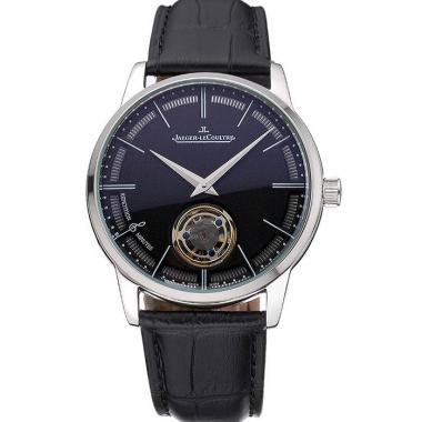 Jaeger-LeCoultre Master Flying Tourbillon Black Dial Stainless Steel Case Black Leather Strap  622777