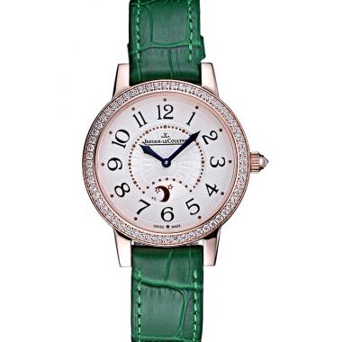 Jaeger LeCoultre Rendez-Vous White Dial Green Leather Strap  622085