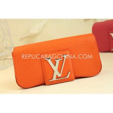 Louis Vuitton Evening Bag Clutch Orange Leather