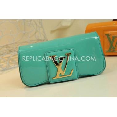 Louis Vuitton Clutch Wallet Green Patent Leather Replica