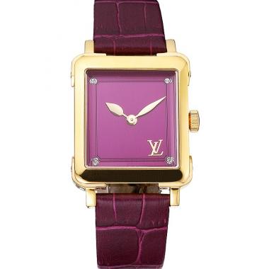 Louis Vuitton Emprise Purple Dial Gold Case Purple Leather Strap  622787 Replica